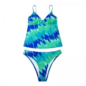 Teal drawstring two-piece swimsuit