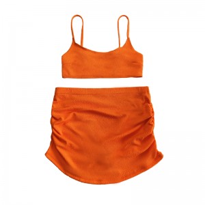 Orange crepe cloth basic blouse draw pleated skirt sexy two-piece swimsuit