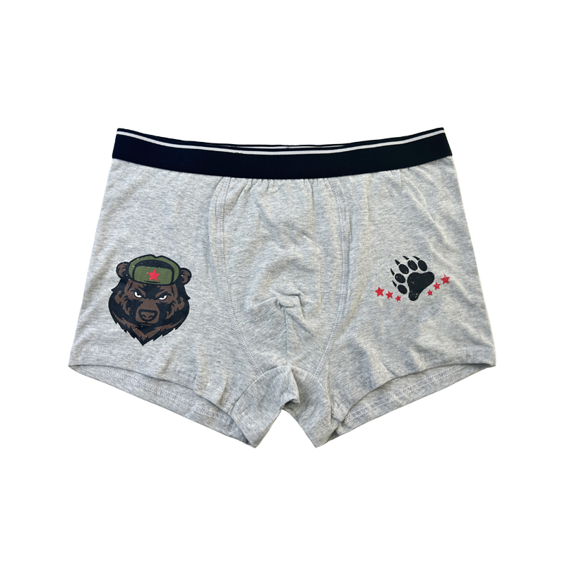 Customize Plain Color Underwear Fashion Full Printed Comfortable Soft Men Christmas Boxer Briefs Gray Underwear