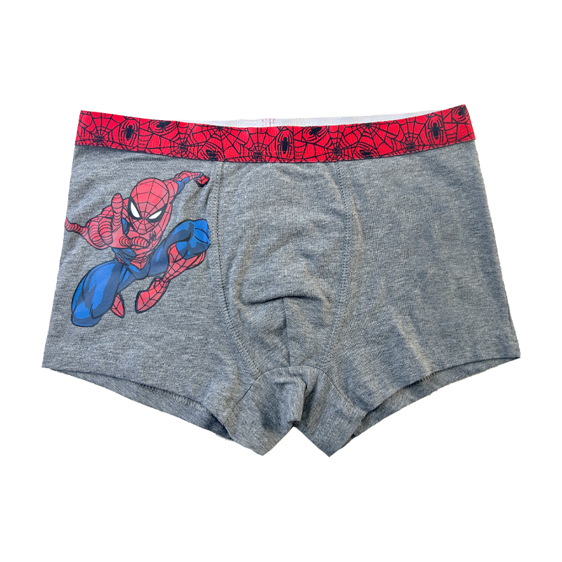 Boy underpants Spiderman print color contrast baby gray underpants comfort basic